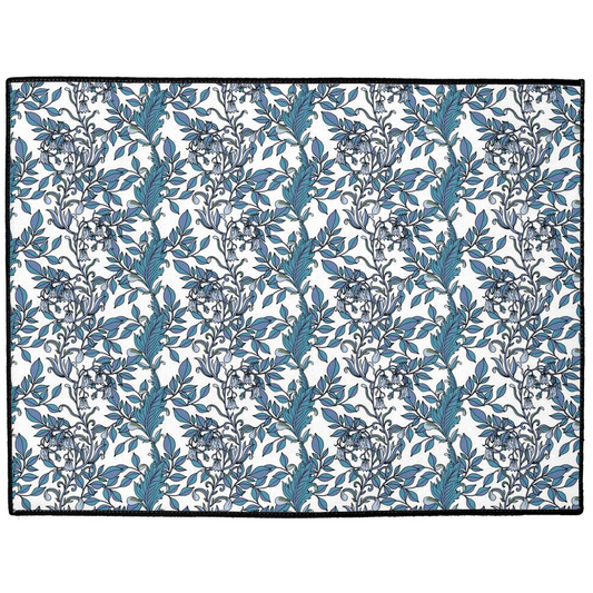 Floral Indoor/Outdoor Floor Mat William Morris Blue White