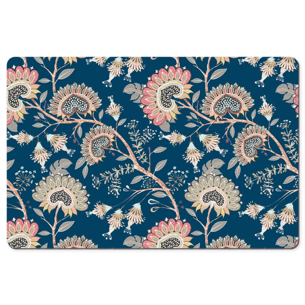 Grosvenor Chintz Desk Mat Dark Blue Pink Floral