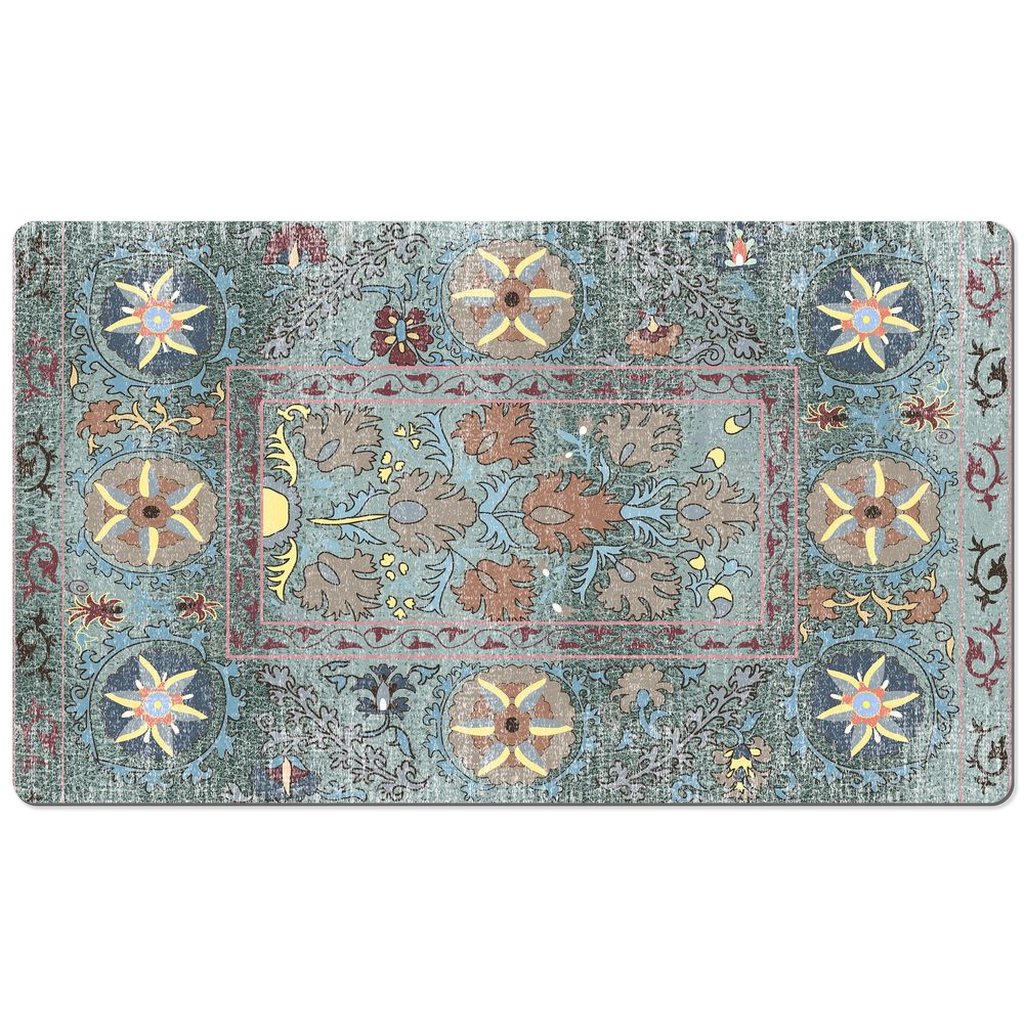 Atashgah Persian Desk Mat Antique Aqua Blue Grey