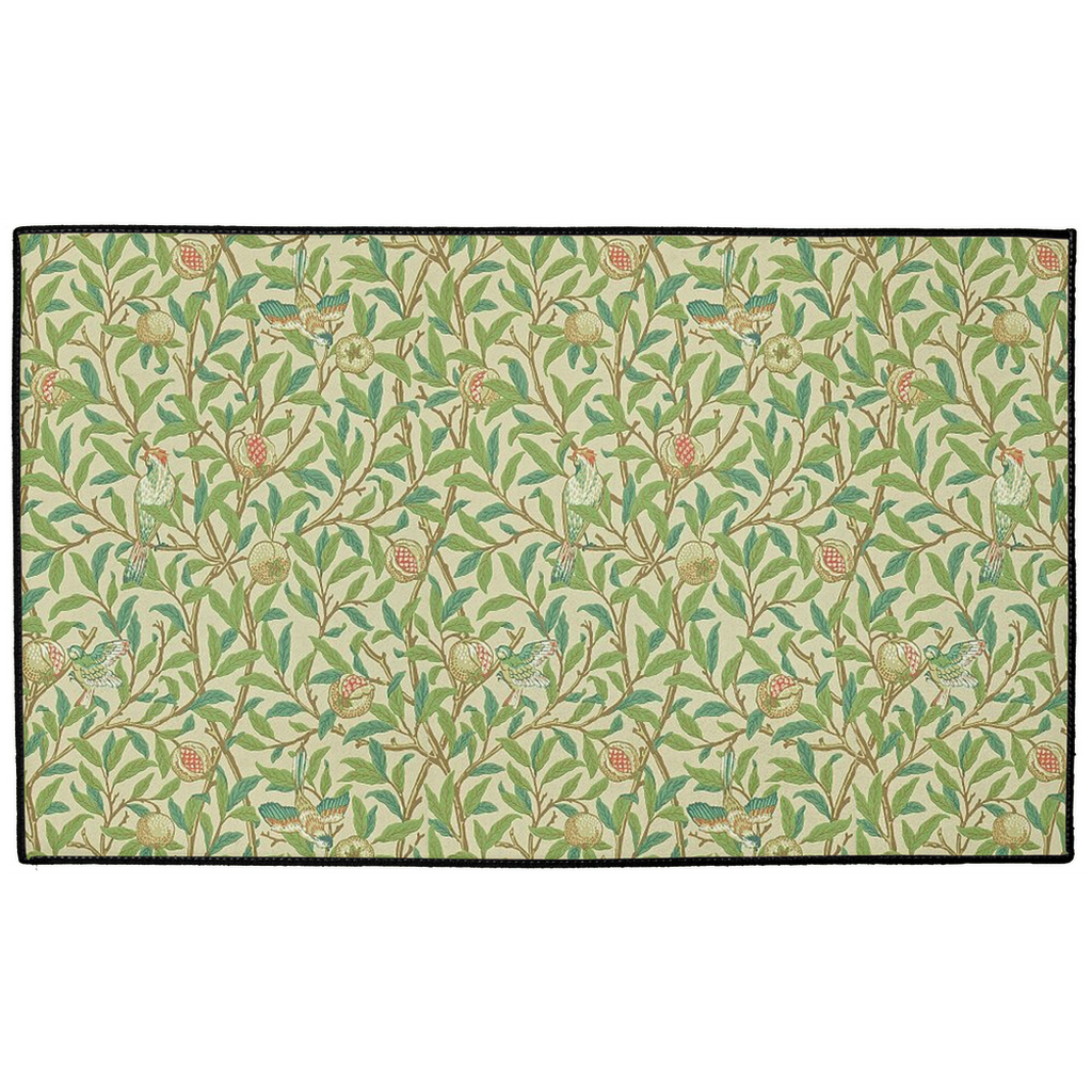 Bird & Pomegranate Indoor/Outdoor Floor Mat William Morris Green Parchment