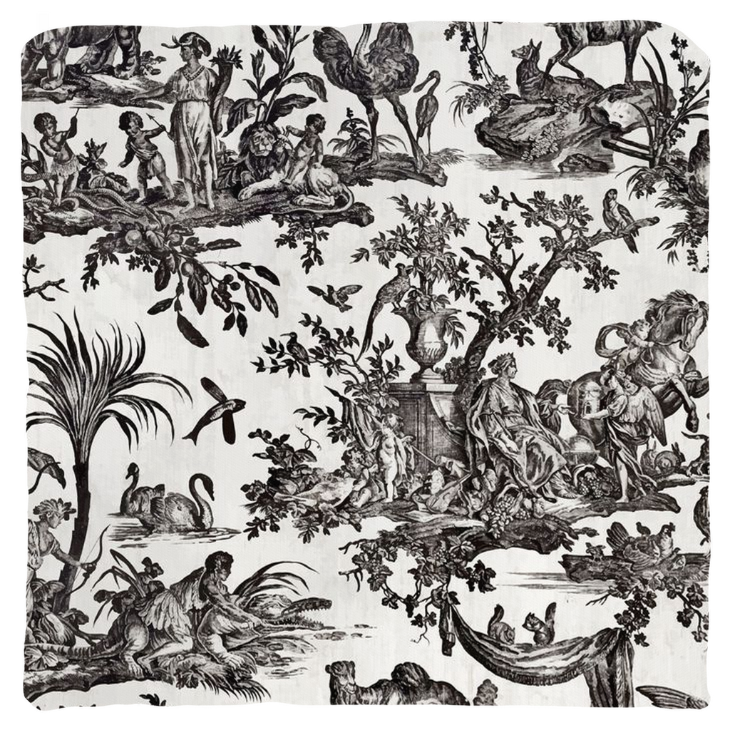Toile de Jouy Cotton Pillows Antique Black