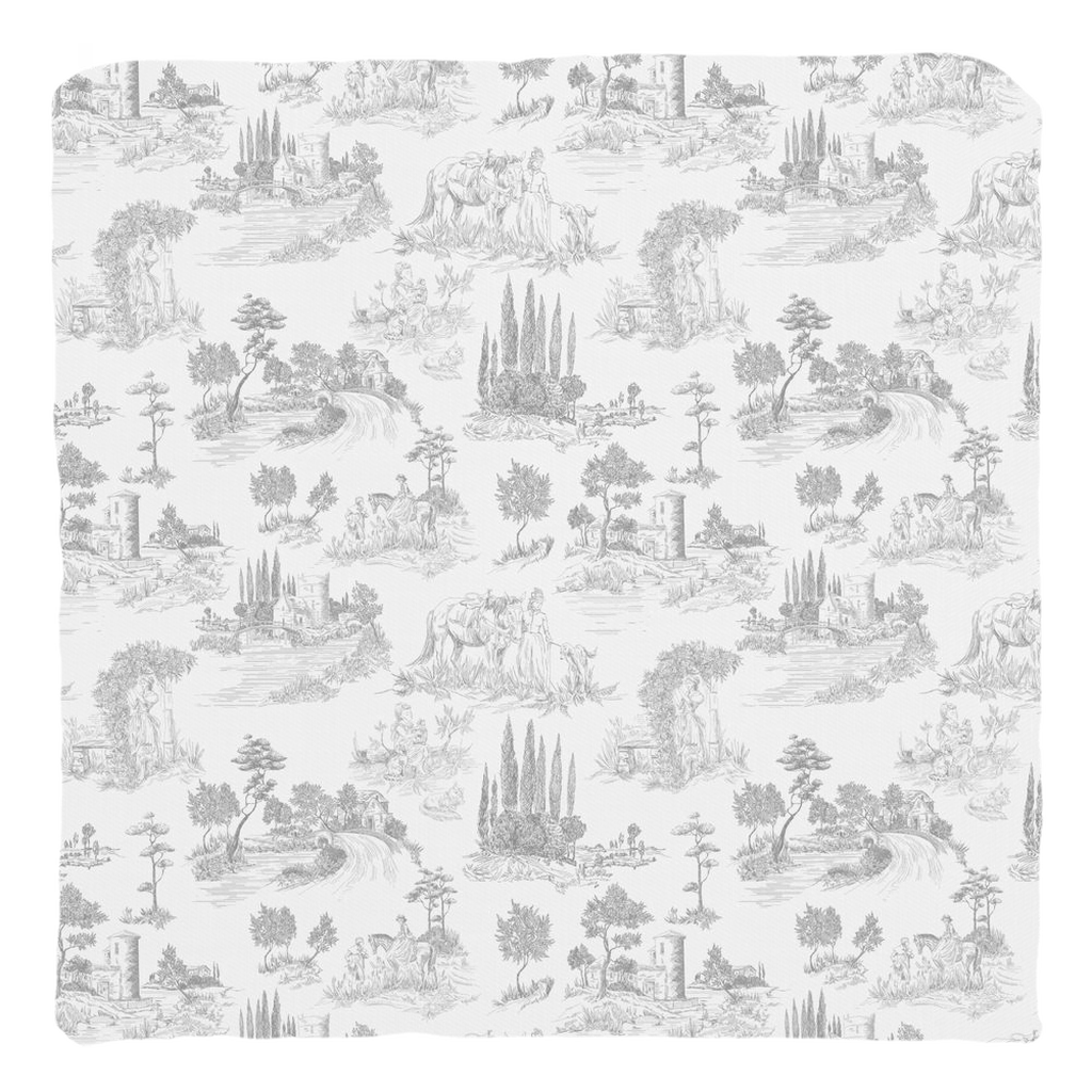 Vintage French Cotton Pillows Light Grey Toile de Jouy
