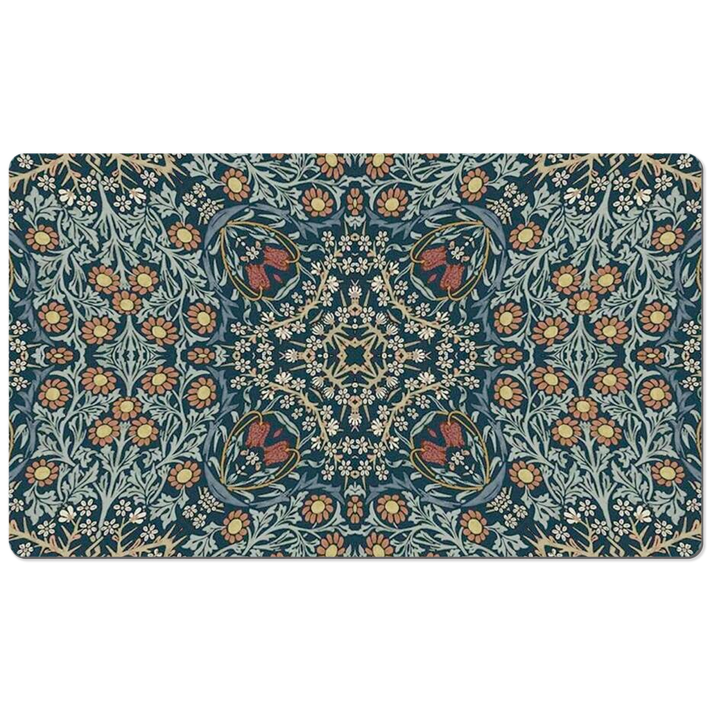 William Morris Desk Mat Blackthorn Blue Floral