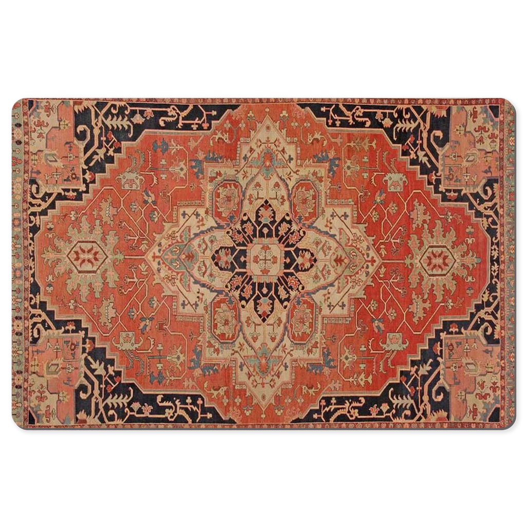 Heriz Serapi Persian Desk Mat Antique Brick Red Black