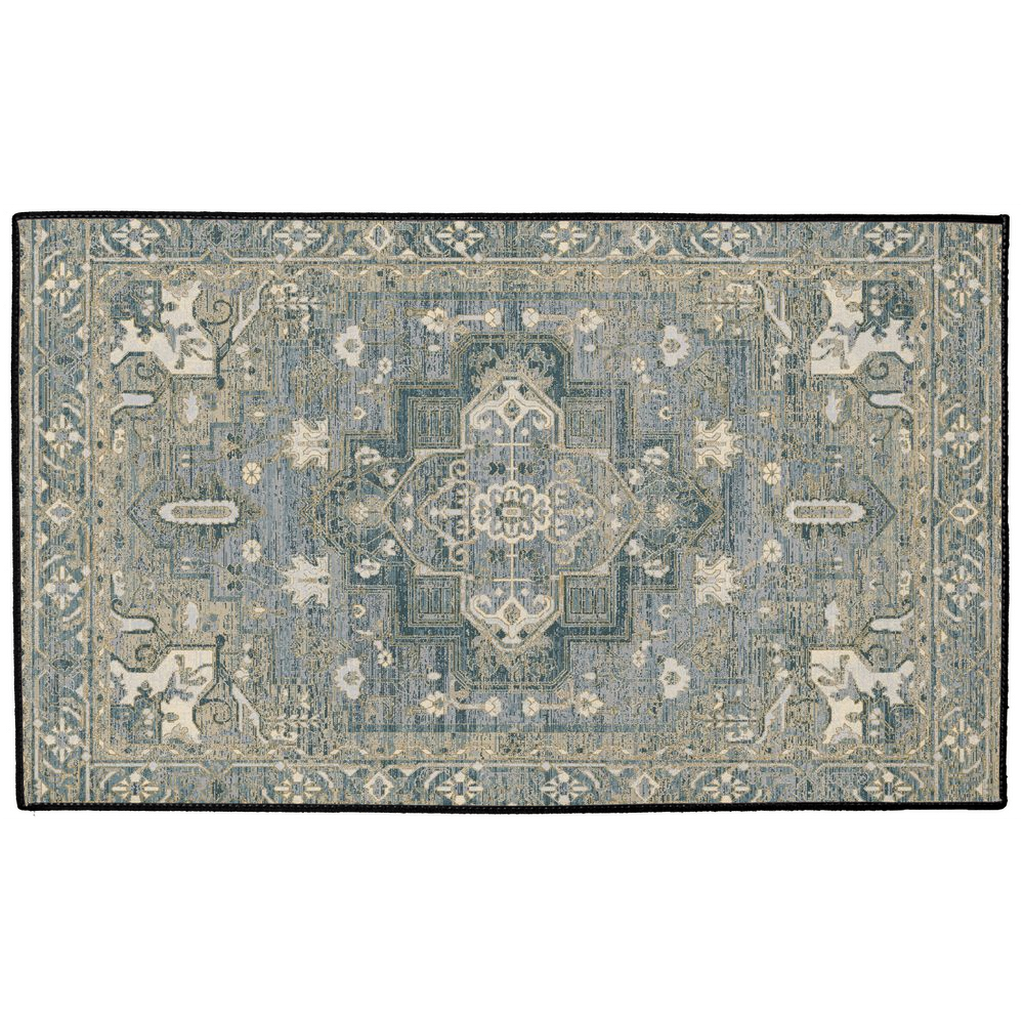 Mahsa Persian Indoor/Outdoor Floor Mat Antique Gray Cream