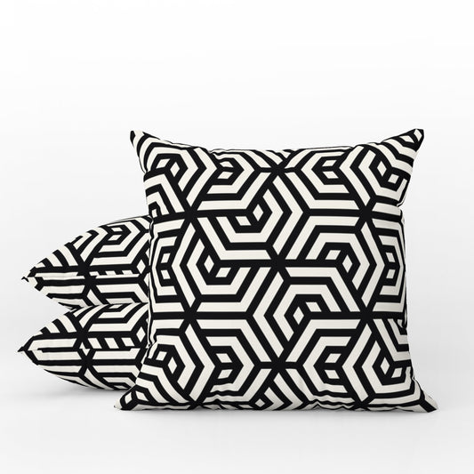 Abstract Geometric Outdoor Pillows Black & White