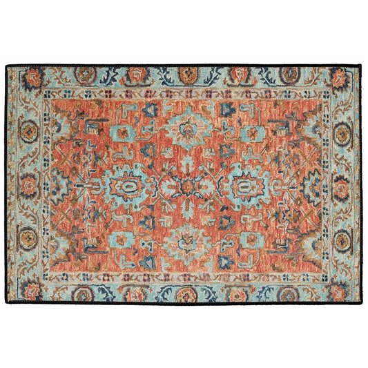 Zeeba Persian Indoor/Outdoor Floor Mat Blue Coral