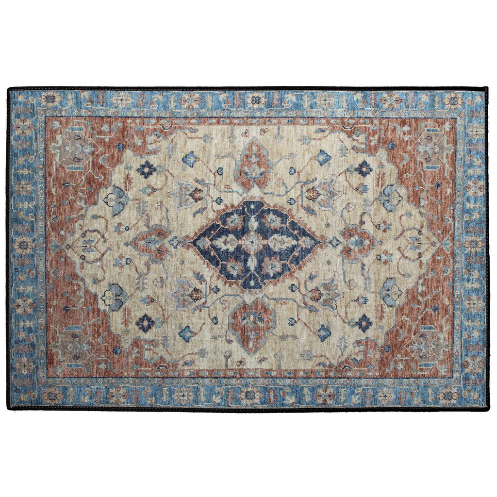 Pari Persian Indoor/Outdoor Floor Mat Antique Blue Rust