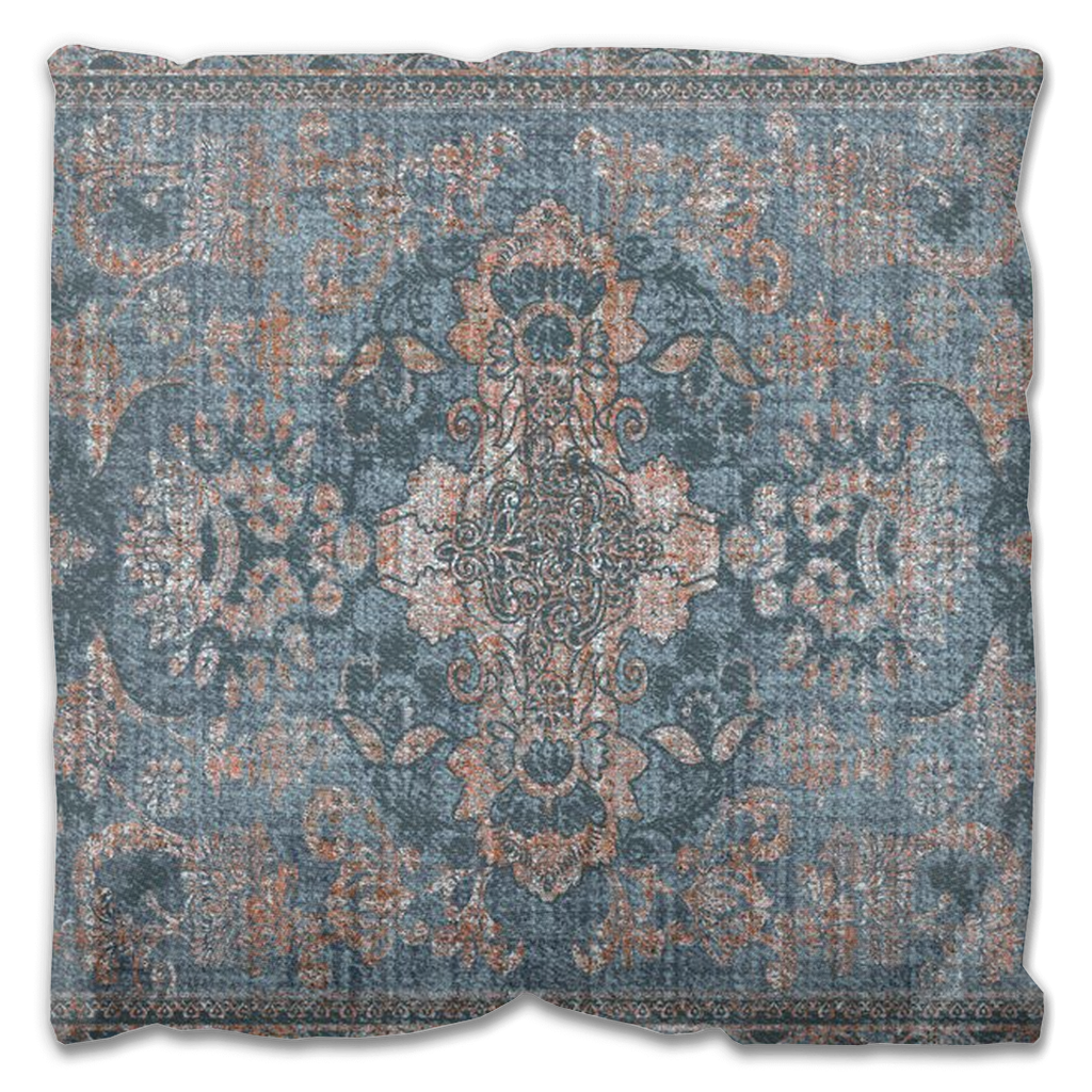 Persepolis Persian Outdoor Pillows Faded Blue Rust