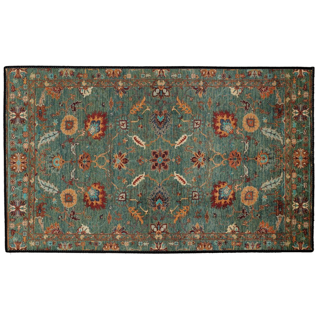 Kashmar Persian Indoor/Outdoor Floor Mat Forest Green Bronze