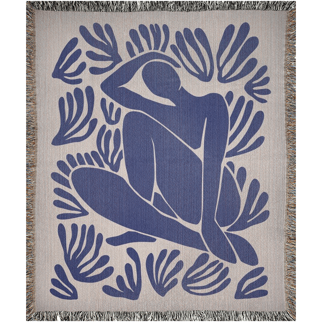 Matisse Abstract Blue Nude Woven Blanket Blue