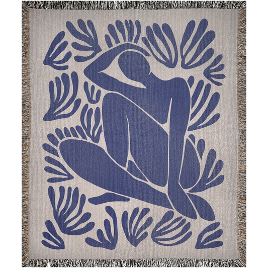 Matisse Abstract Blue Nude Woven Blanket Blue