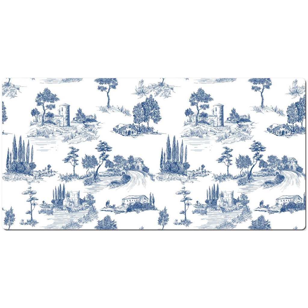 Toile de Jouy Desk Mat Antique Navy Blue & White