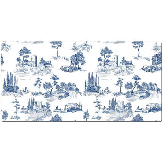 Toile de Jouy Desk Mat Antique Navy Blue & White