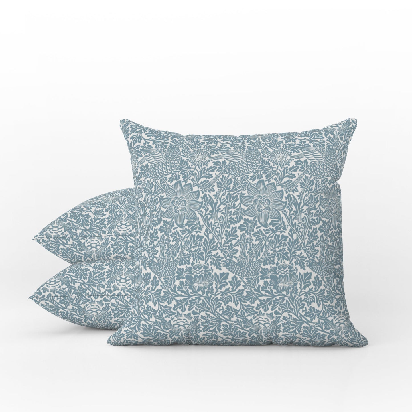 William Morris Outdoor Pillows Bird & Anemone French Blue