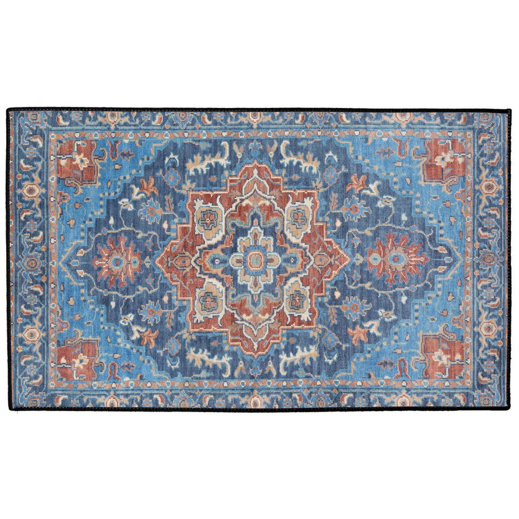 Miletus Persian Indoor/Outdoor Floor Mat Antique Blue Red