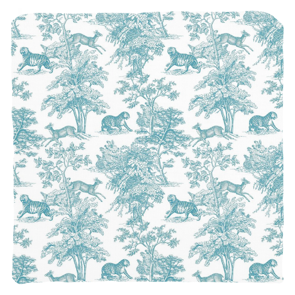 Chinoiserie Tiger Jungle Cotton Pillows Mint Toile de Jouy