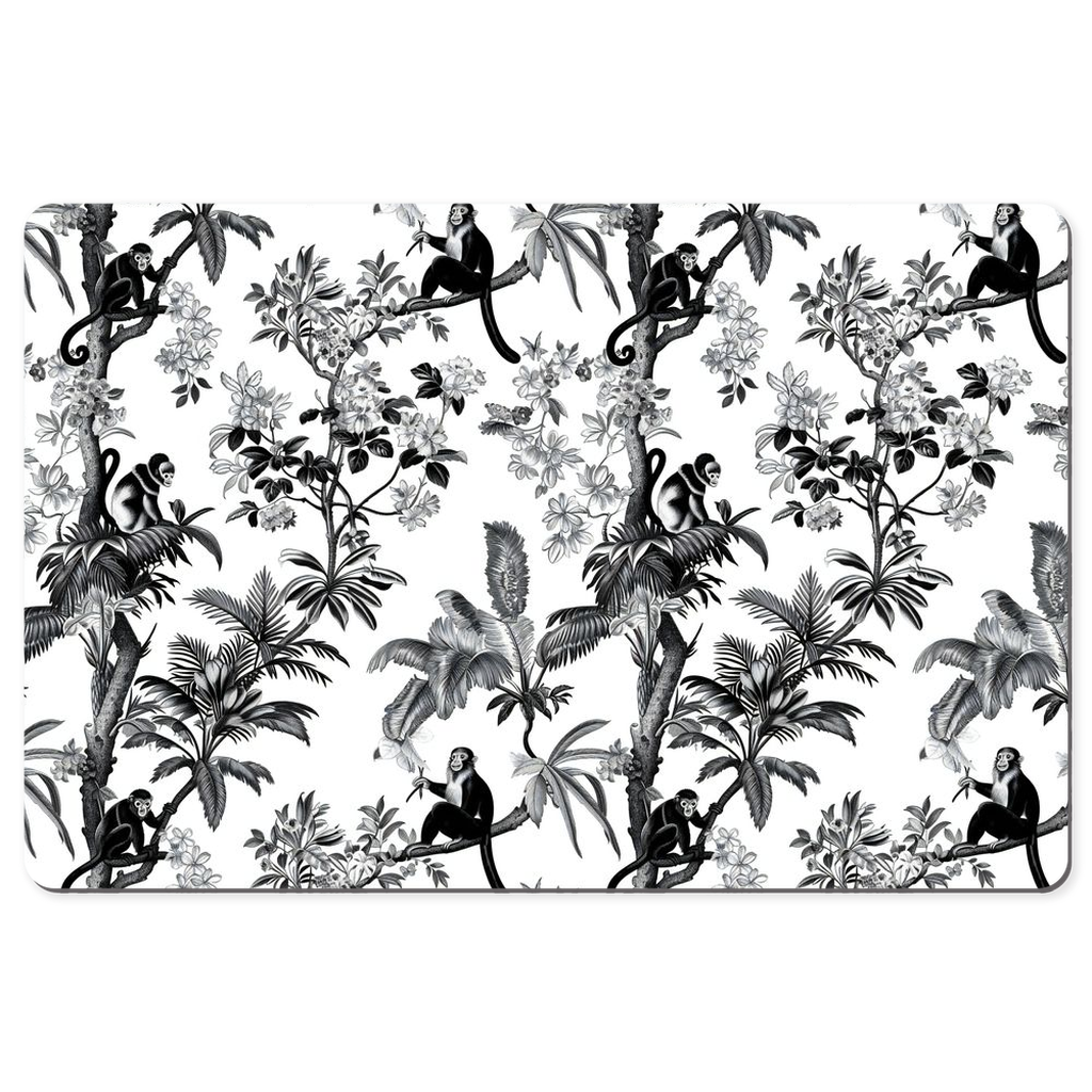 Monkey Jungle Desk Mat Black Toile de Jouy