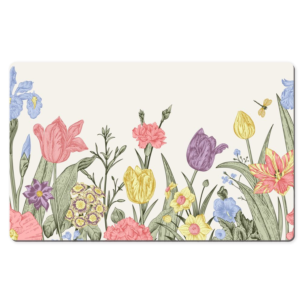 Spring Flowers Desk Mat Pastel Floral