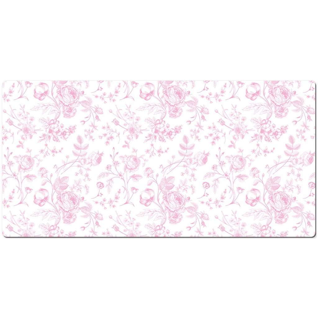 Vintage Roses Desk Mat Pink Toile de Jouy Floral