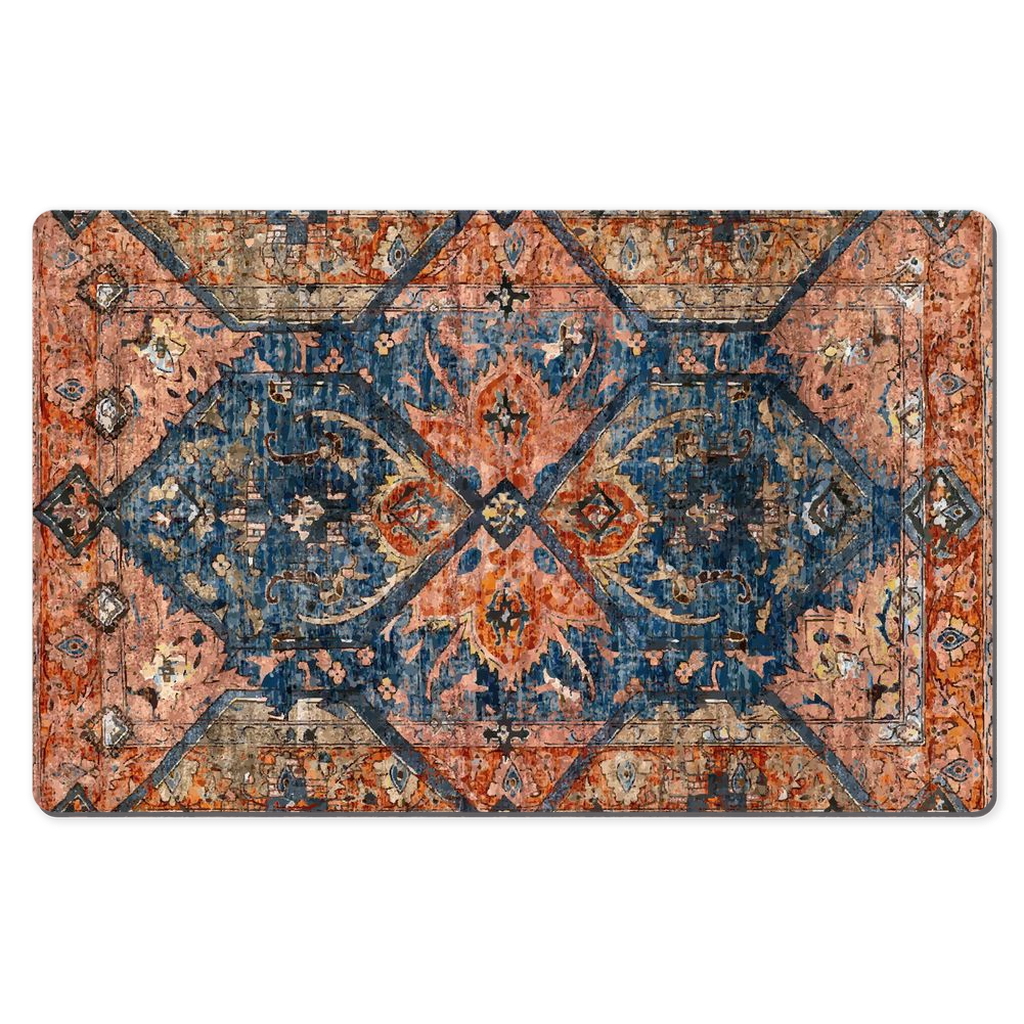 Khaju Persian Desk Mat Antique Blue Rust Red