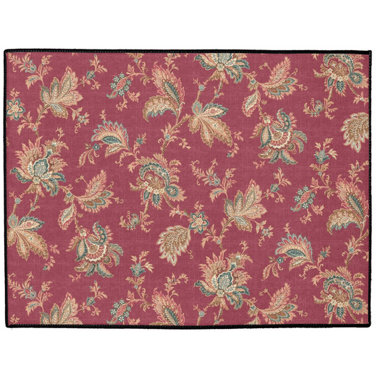 Mandalay Chintz Indoor/Outdoor Floor Mat Dark Rose Pink Floral