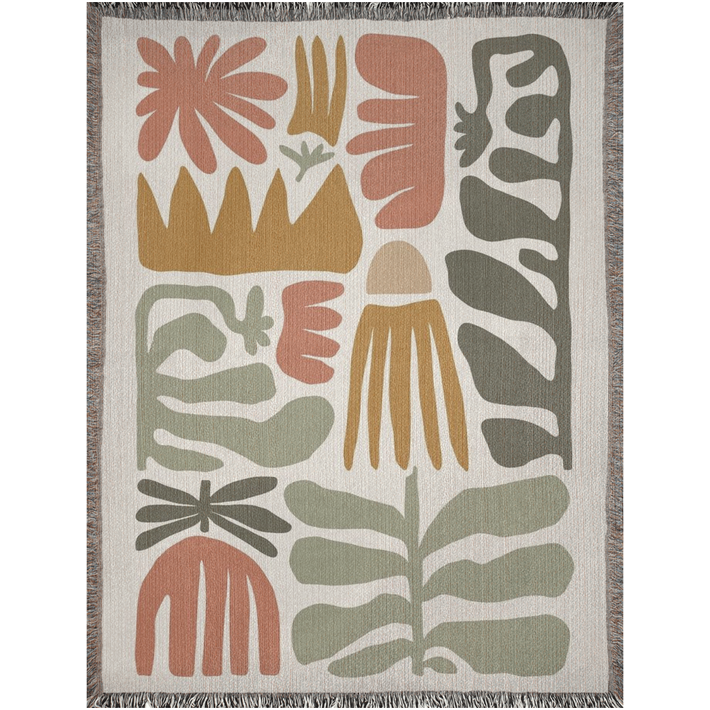 Matisse Floral Woven Blanket Sage Green Terracotta