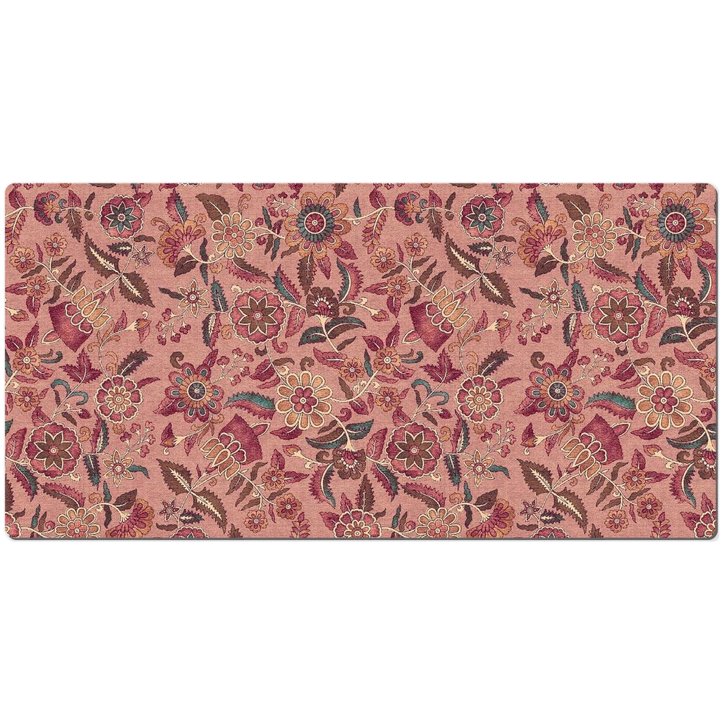 Chatsworth Chintz Desk Mat Dark Rose Pink Floral