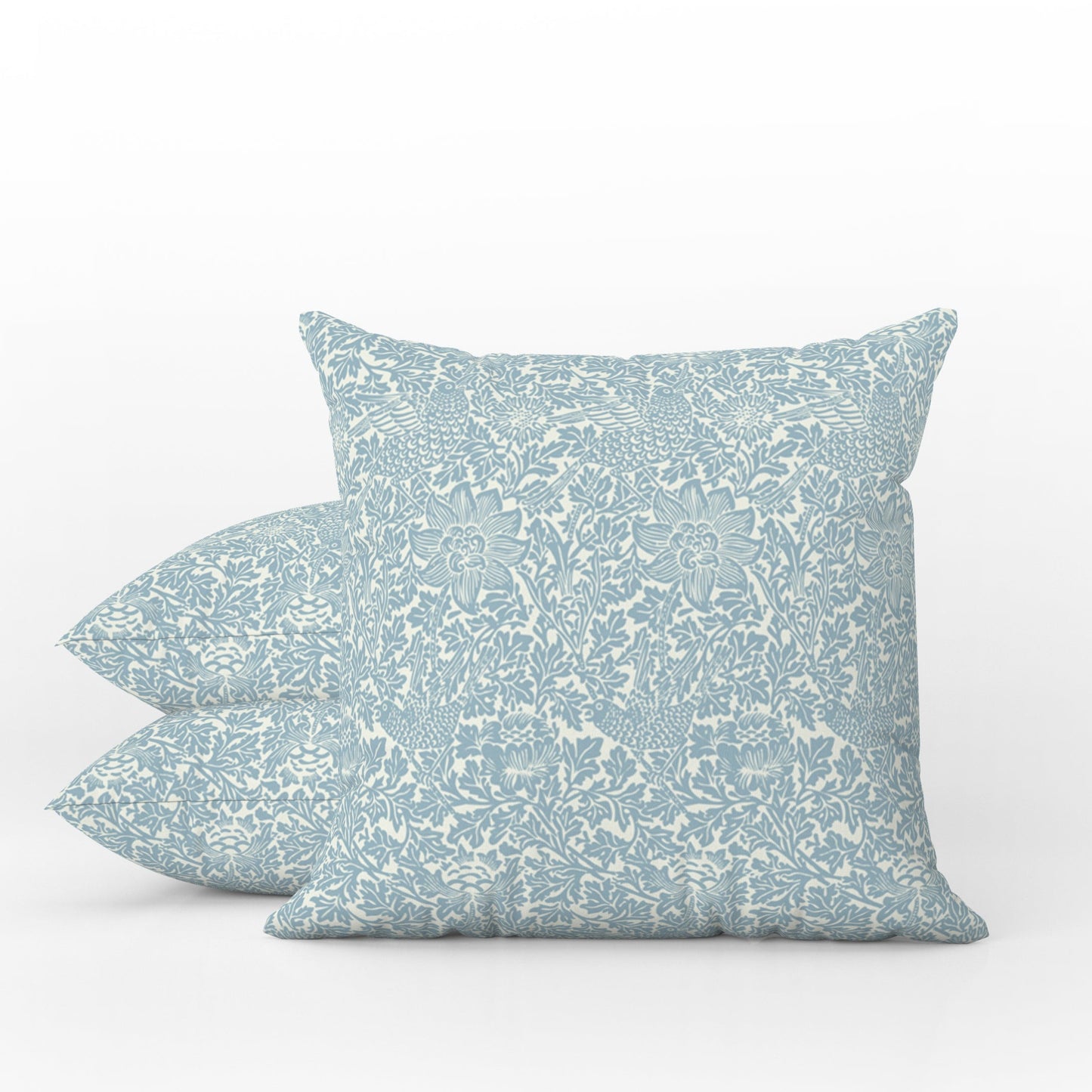 William Morris Outdoor Pillows Bird & Anemone Soft Blue