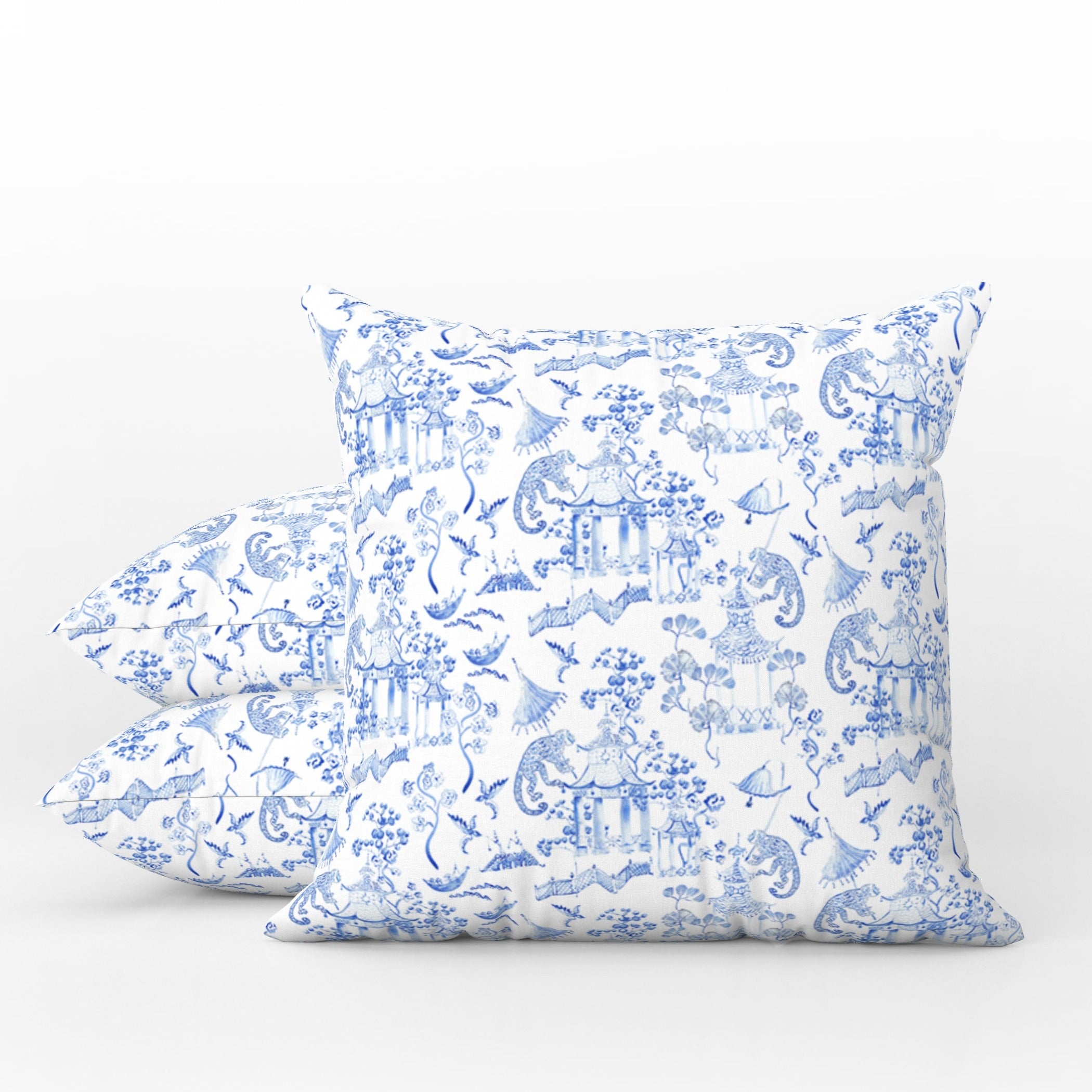 Blue toile outlet pillows