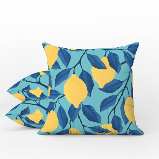 Positano Outdoor Pillows Blue Lemons
