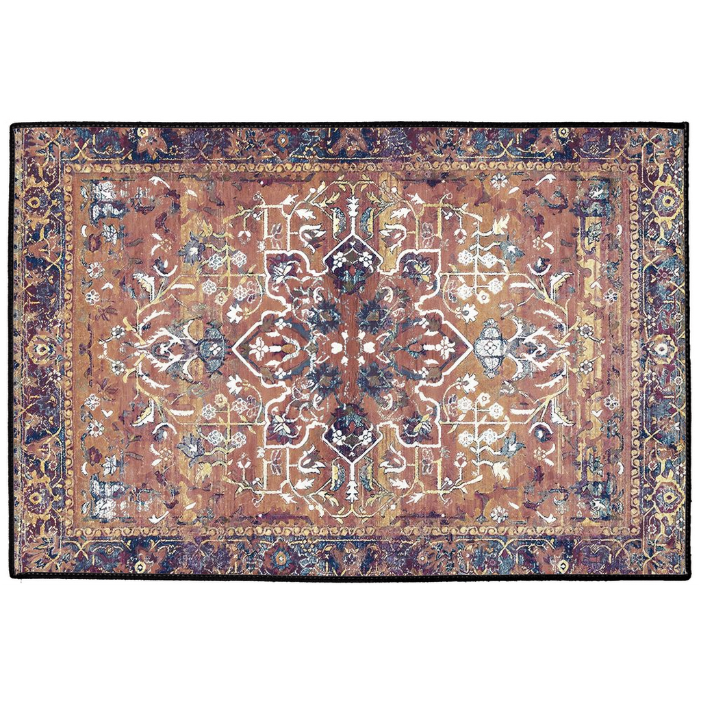 Isfahan Persian Indoor/Outdoor Floor Mat Antique Bronze Plum Spice