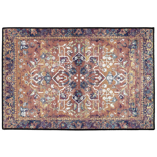 Isfahan Persian Indoor/Outdoor Floor Mat Antique Bronze Plum Spice