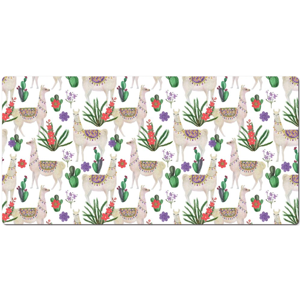 Llamas Cacti Desk Mat Cute Pattern