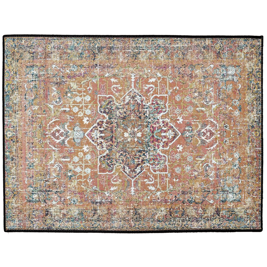 Zohreh Persian Indoor/Outdoor Floor Mat Faded Terracotta Spice