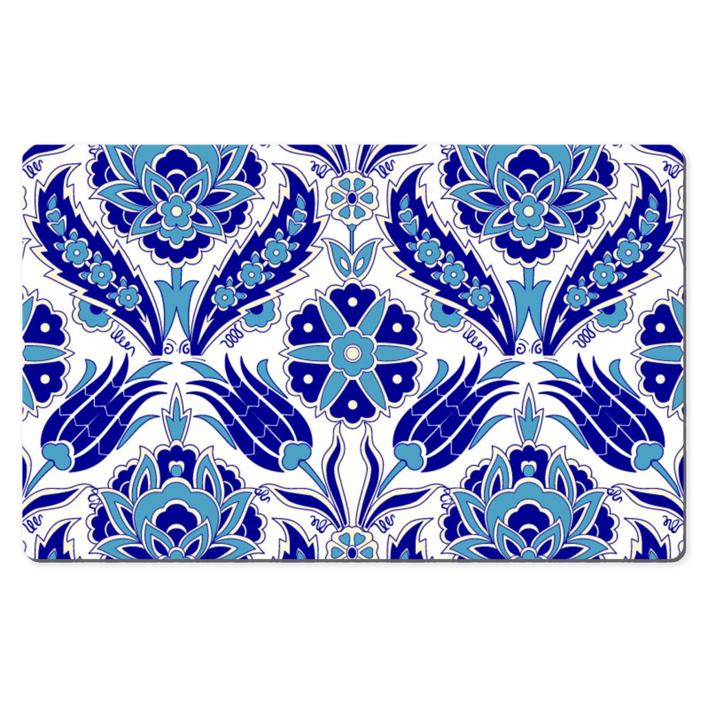 Ottoman Desk Mat Blue & White Arabesque