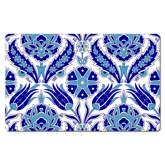 Ottoman Desk Mat Blue & White Arabesque