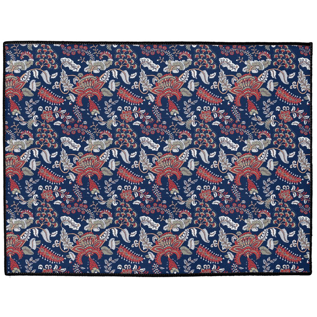 Blenheim Chintz Indoor/Outdoor Floor Mat Navy Blue Red