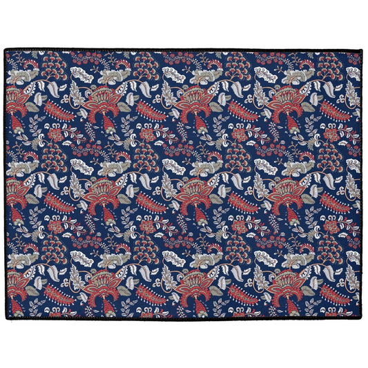 Blenheim Chintz Indoor/Outdoor Floor Mat Navy Blue Red