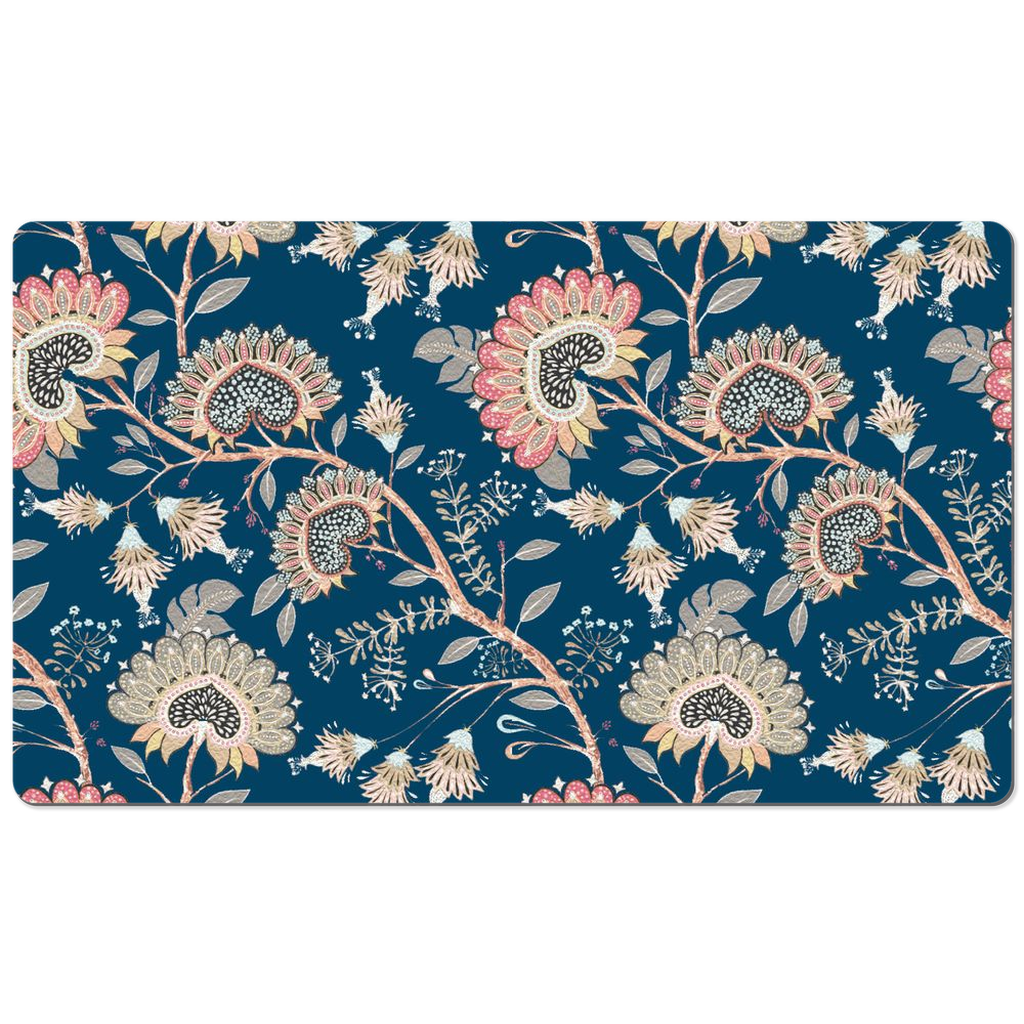 Grosvenor Chintz Desk Mat Dark Blue Pink Floral