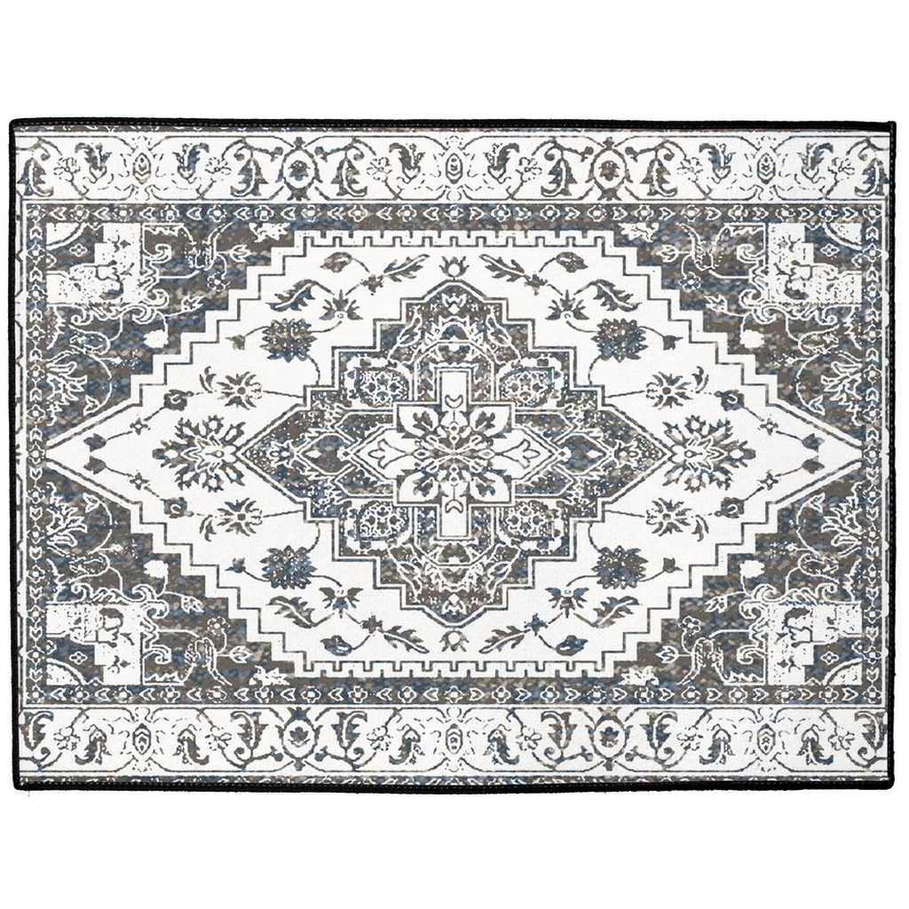 Ariana Persian Indoor/Outdoor Floor Mat Antique Black White