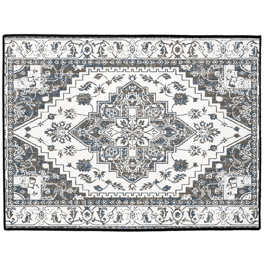 Ariana Persian Indoor/Outdoor Floor Mat Antique Black White