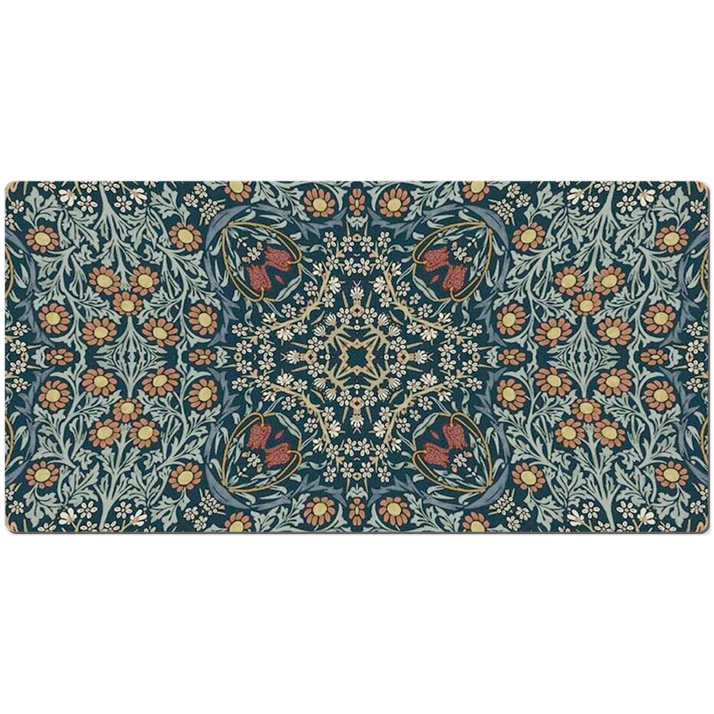 William Morris Desk Mat Blackthorn Blue Floral