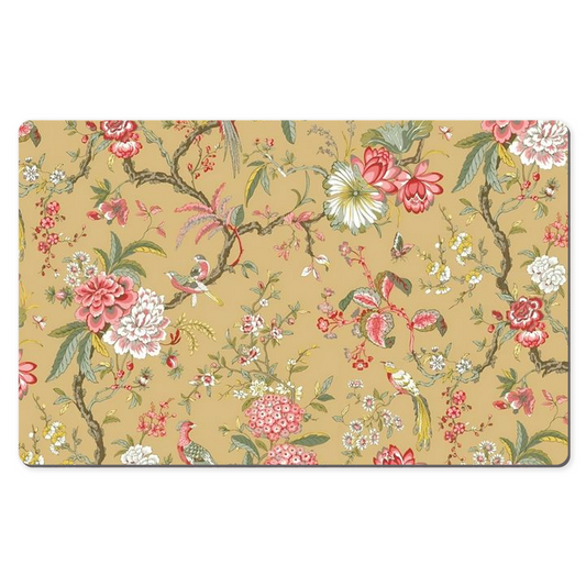 Pemberley Chintz Desk Mat Dark Beige Pink Floral