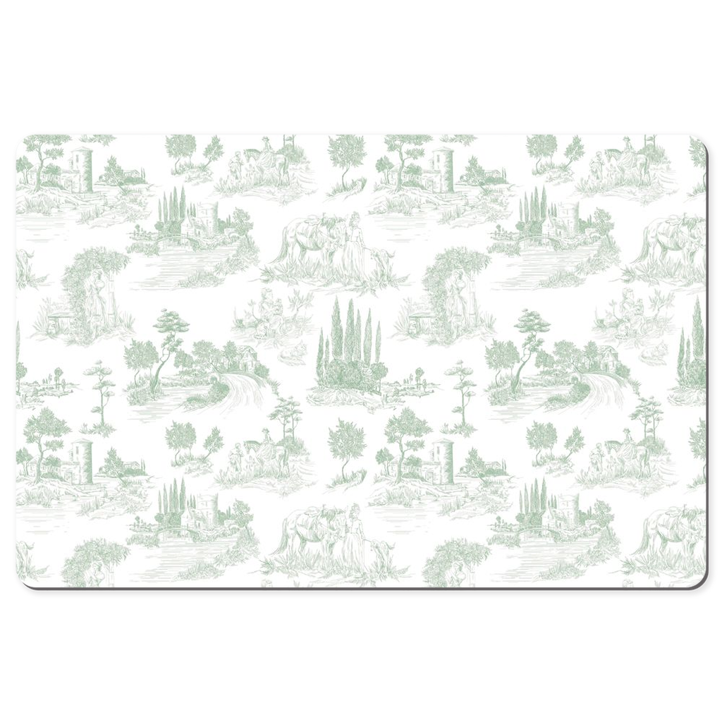 Toile de Jouy Desk Mat Antique Sage Green & White