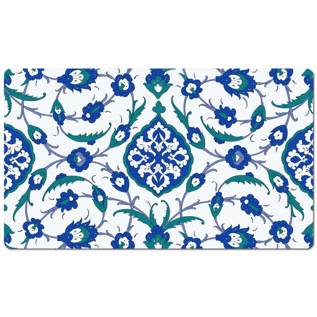 Sofia Ottoman Desk Mat Blue & Green Arabesque