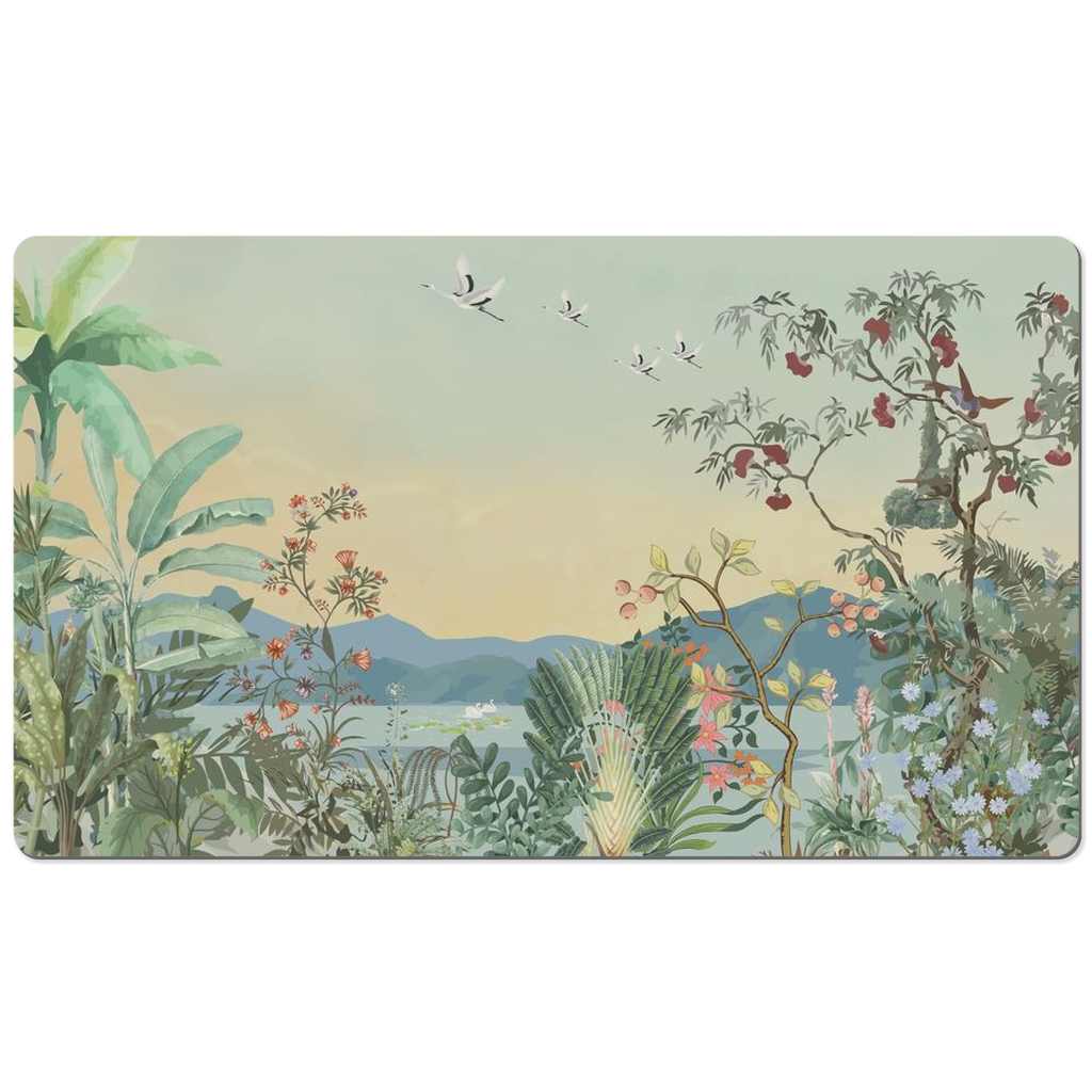 Magical Landscape Desk Mat Bird Jungle Sunset