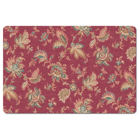 Karnataka Chintz Desk Mat Dark Rose Pink Floral