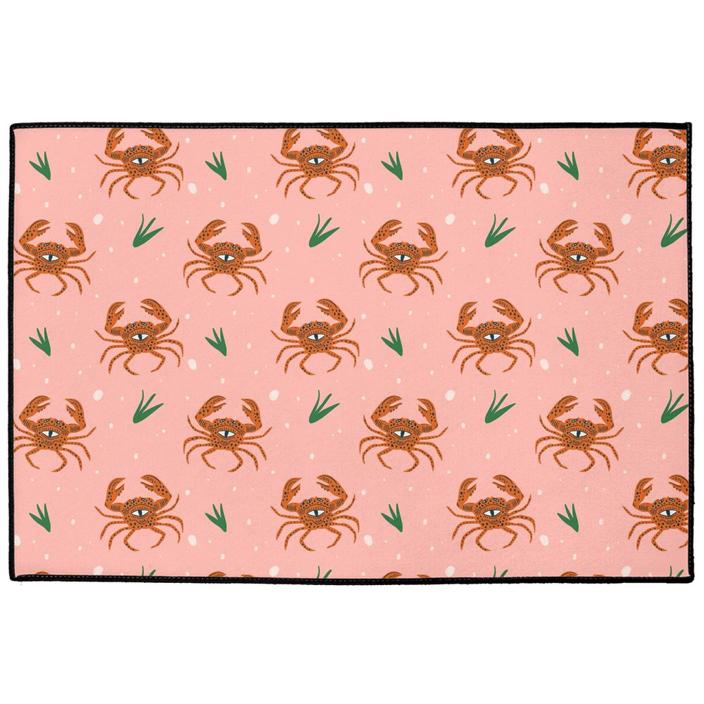 Crazy Crabs Indoor/Outdoor Floor Mat Coral Pink