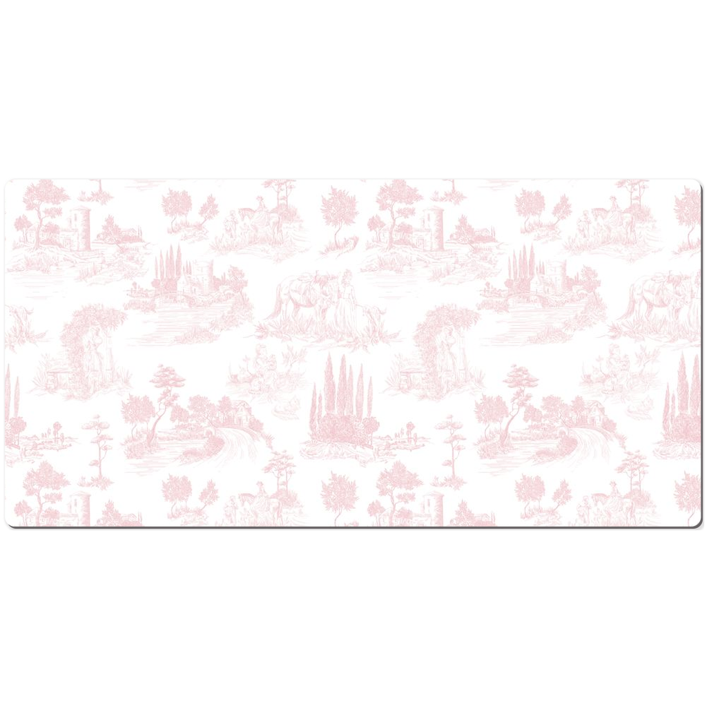 Toile de Jouy Desk Mat Blush Pink